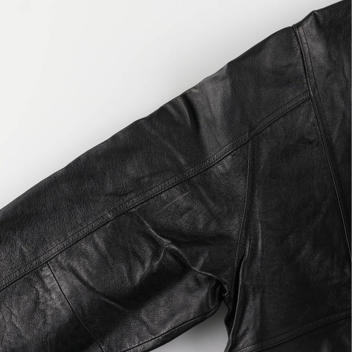 JUNCTION WEST padded leather jacket, men's size L genuine leather black type Vintage Second Hand