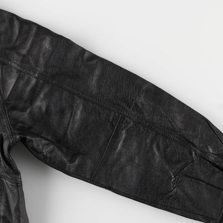 JUNCTION WEST padded leather jacket, men's size L genuine leather black type Vintage Second Hand