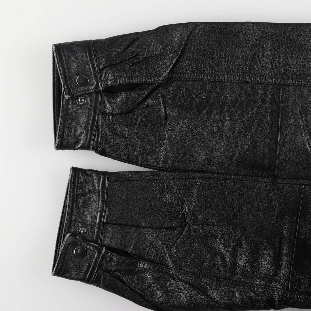 JUNCTION WEST padded leather jacket, men's size L genuine leather black type Vintage Second Hand