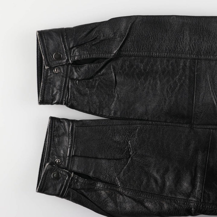 JUNCTION WEST padded leather jacket, men's size L genuine leather black type Vintage Second Hand