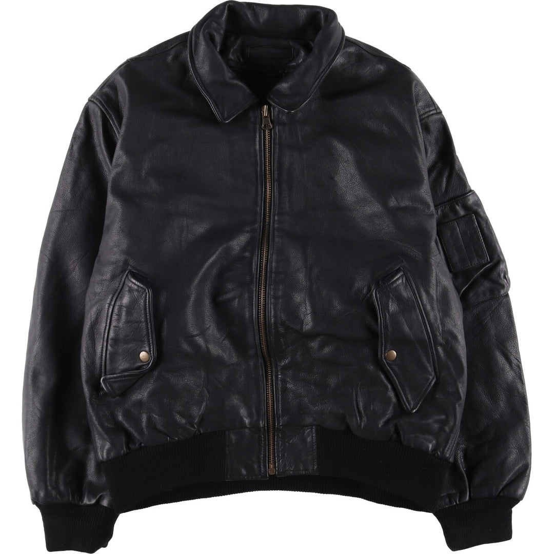 ARTURO padded leather jacket, men's size XL genuine leather black type Vintage Second Hand