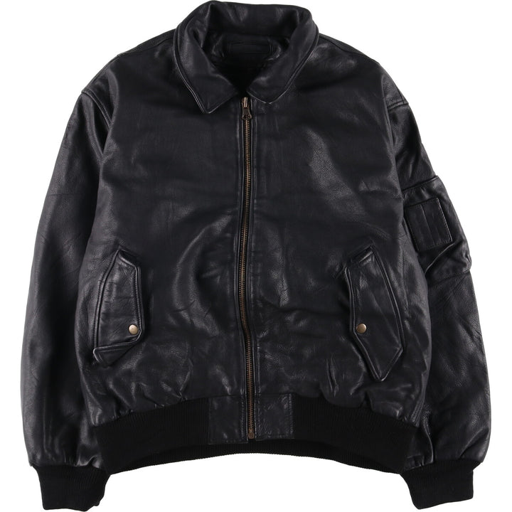 ARTURO padded leather jacket, men's size XL genuine leather black type Vintage Second Hand