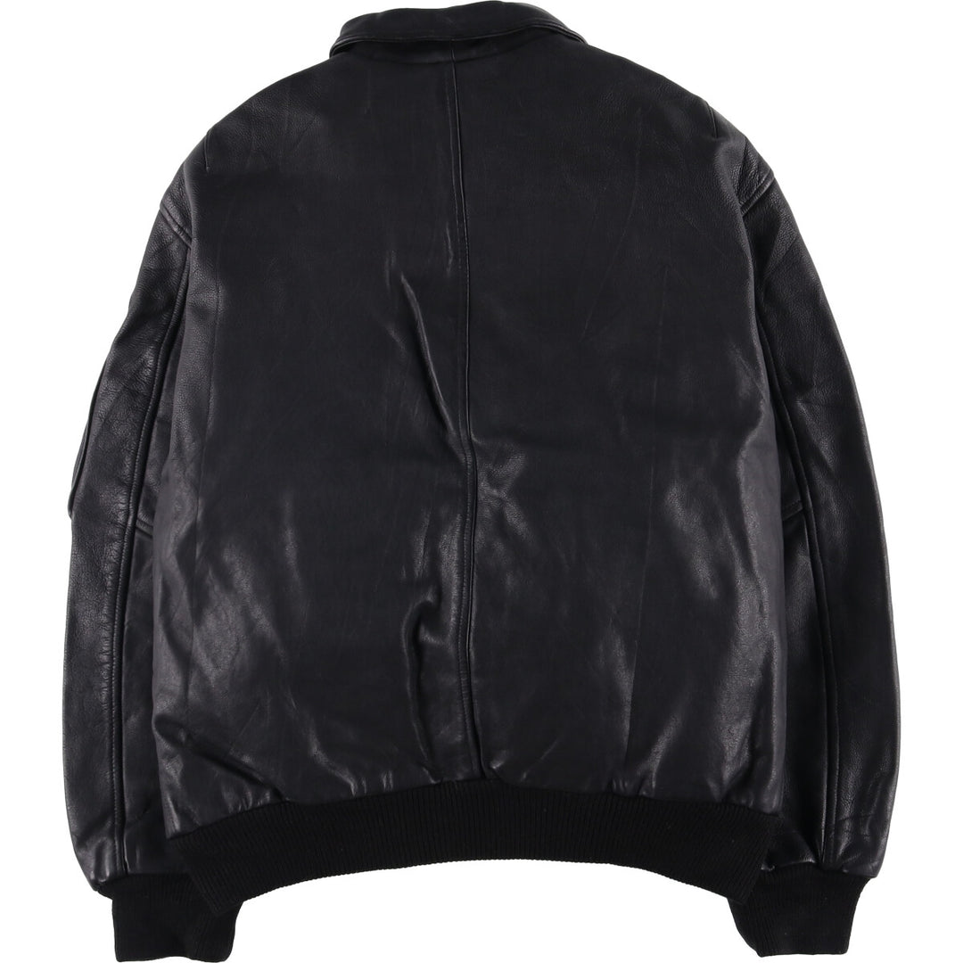 ARTURO padded leather jacket, men's size XL genuine leather black type Vintage Second Hand