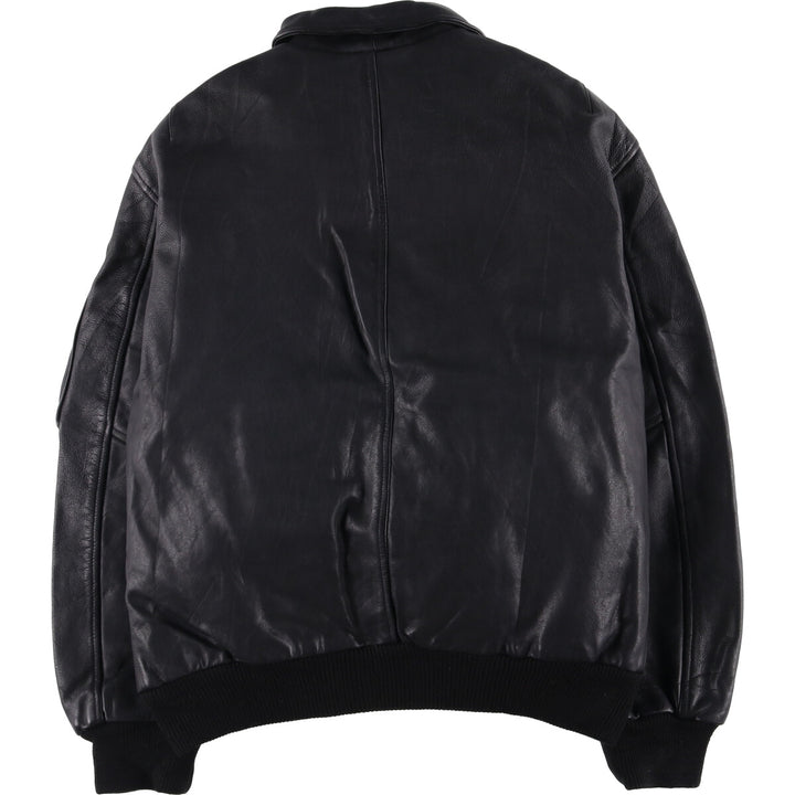 ARTURO padded leather jacket, men's size XL genuine leather black type Vintage Second Hand