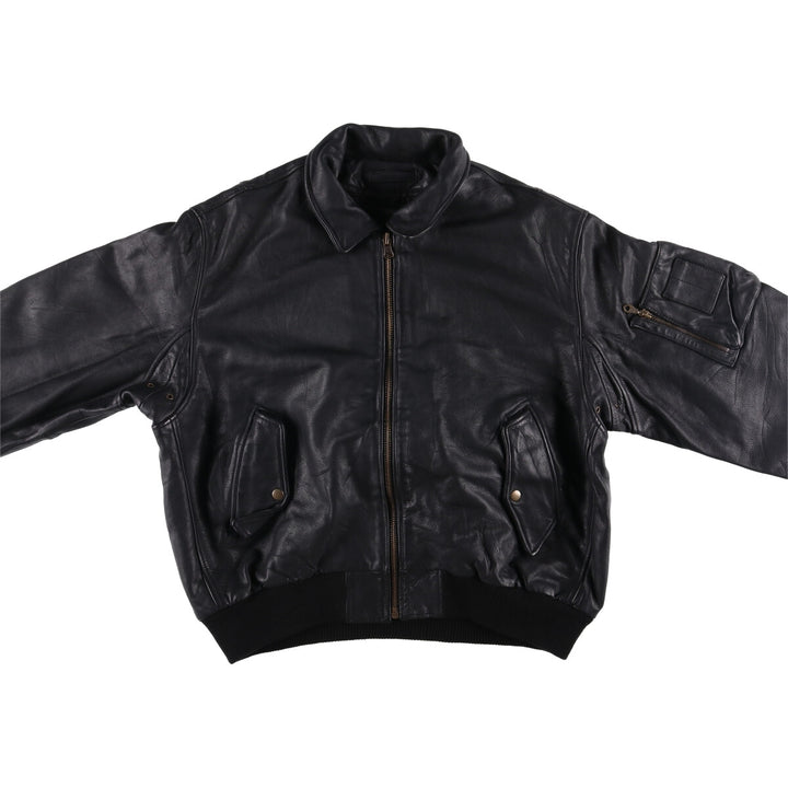 ARTURO padded leather jacket, men's size XL genuine leather black type Vintage Second Hand