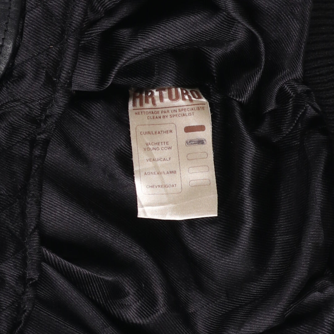 ARTURO padded leather jacket, men's size XL genuine leather black type Vintage Second Hand