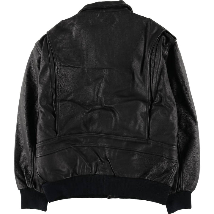 A-2 type padded leather flight jacket, men's size M unclear black type Vintage Second Hand