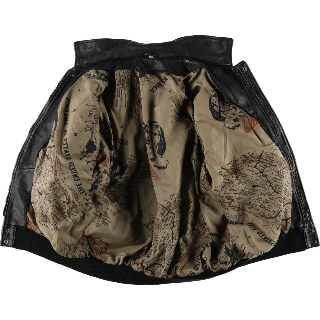 A-2 type padded leather flight jacket, men's size M unclear black type Vintage Second Hand