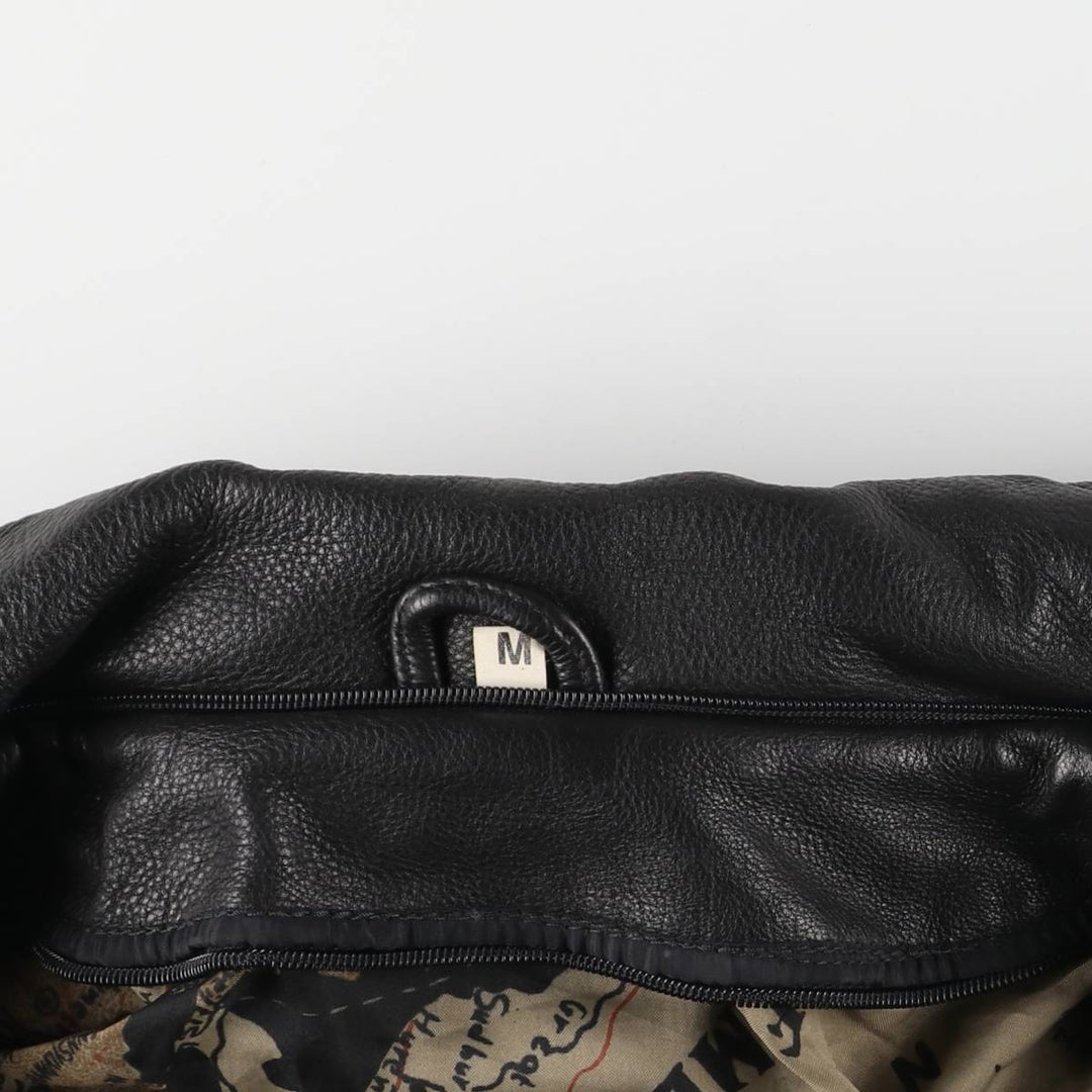 A-2 type padded leather flight jacket, men's size M unclear black type Vintage Second Hand