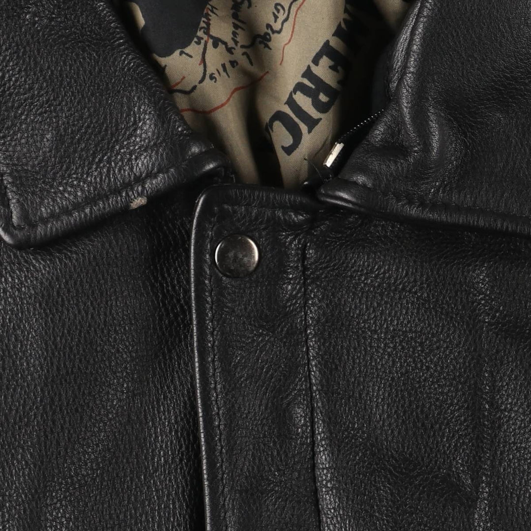 A-2 type padded leather flight jacket, men's size M unclear black type Vintage Second Hand