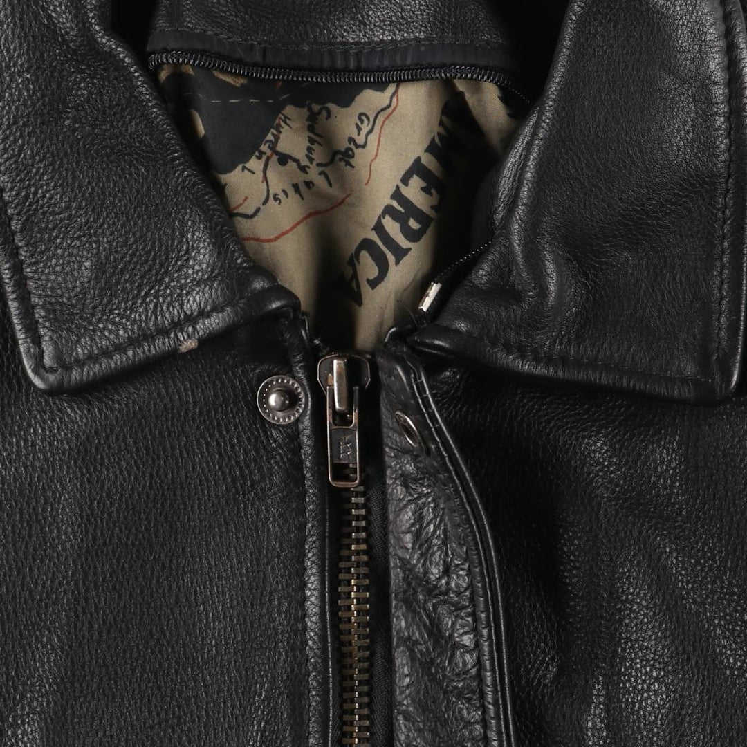 A-2 type padded leather flight jacket, men's size M unclear black type Vintage Second Hand