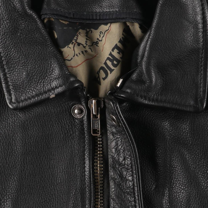 A-2 type padded leather flight jacket, men's size M unclear black type Vintage Second Hand