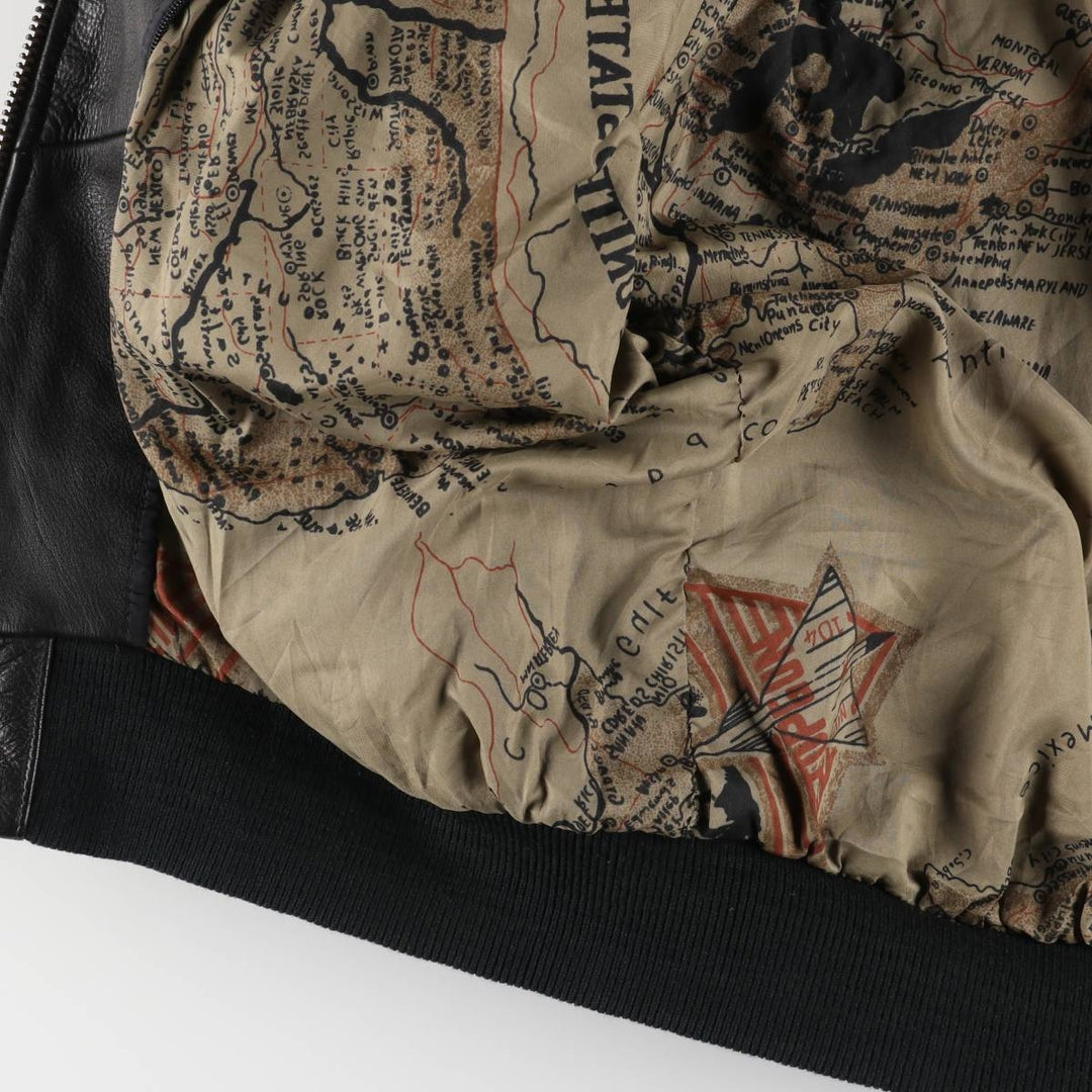 A-2 type padded leather flight jacket, men's size M unclear black type Vintage Second Hand