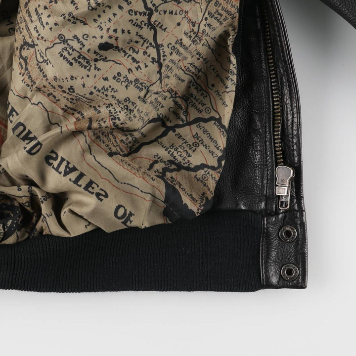 A-2 type padded leather flight jacket, men's size M unclear black type Vintage Second Hand