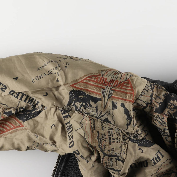 A-2 type padded leather flight jacket, men's size M unclear black type Vintage Second Hand