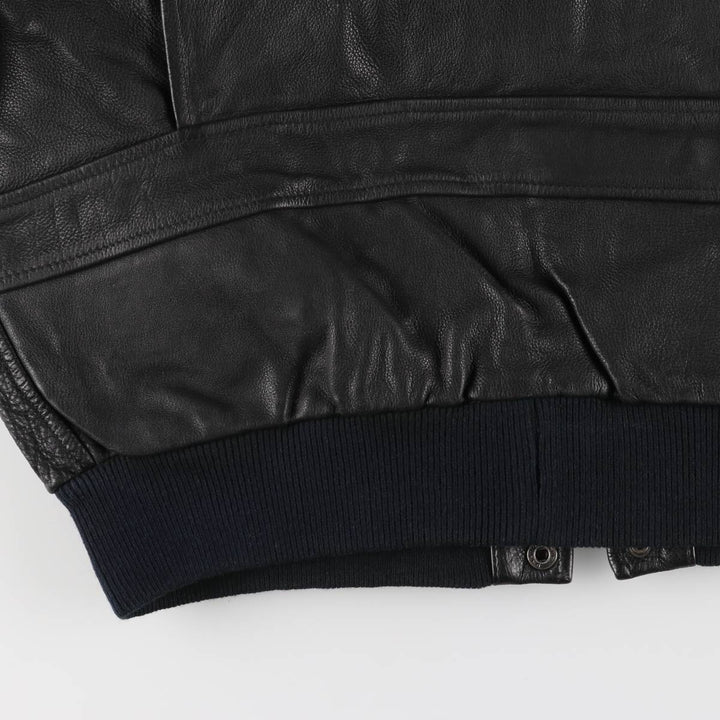 A-2 type padded leather flight jacket, men's size M unclear black type Vintage Second Hand