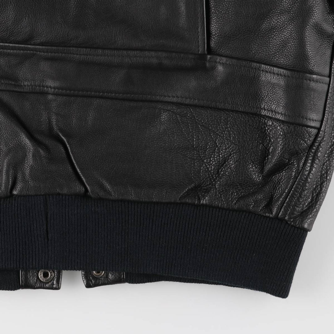 A-2 type padded leather flight jacket, men's size M unclear black type Vintage Second Hand