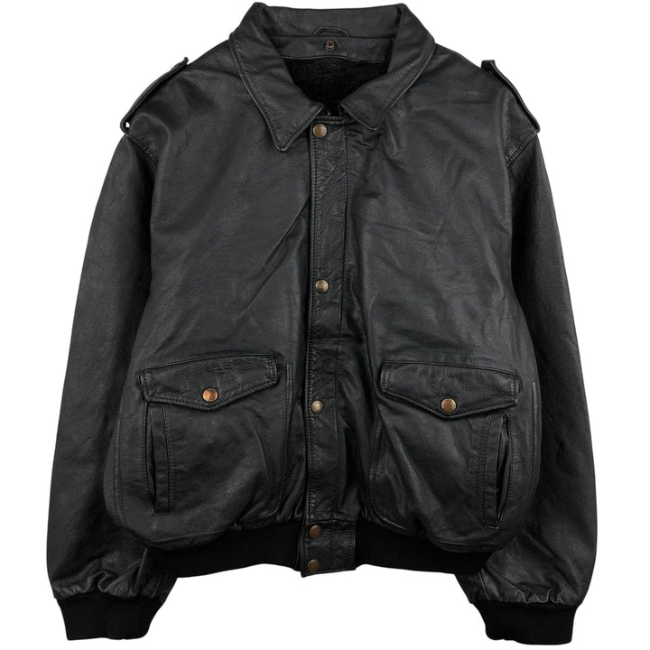 SCHOTT A-2 Leather Flight Jacket, Made in Italy, Men's XXL genuine leather black type Vintage Second Hand