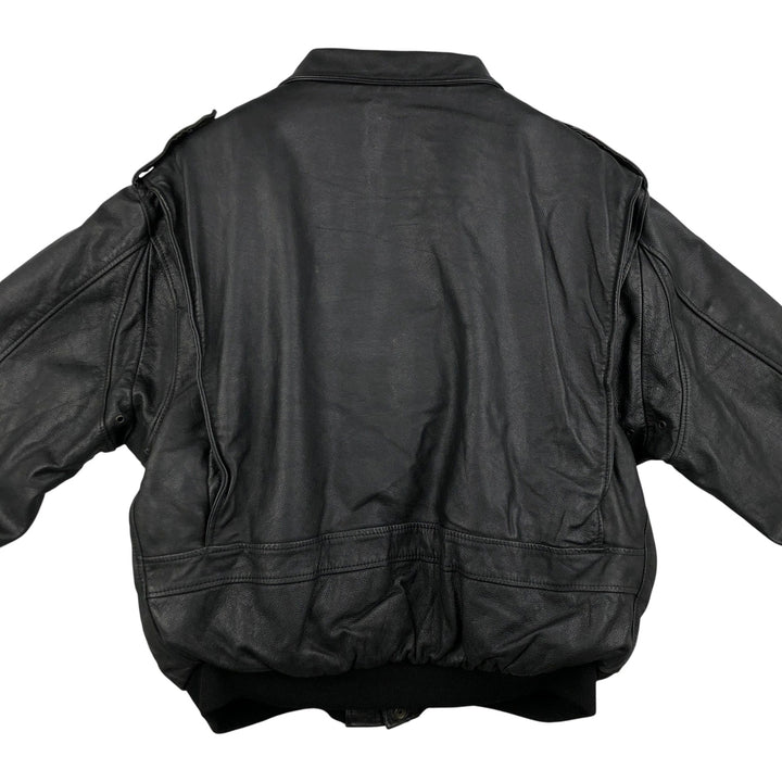 SCHOTT A-2 Leather Flight Jacket, Made in Italy, Men's XXL genuine leather black type Vintage Second Hand