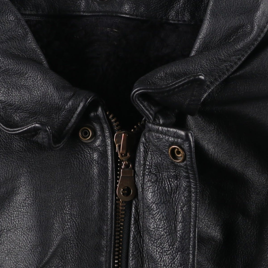 SCHOTT A-2 Leather Flight Jacket, Made in Italy, Men's XXL genuine leather black type Vintage Second Hand
