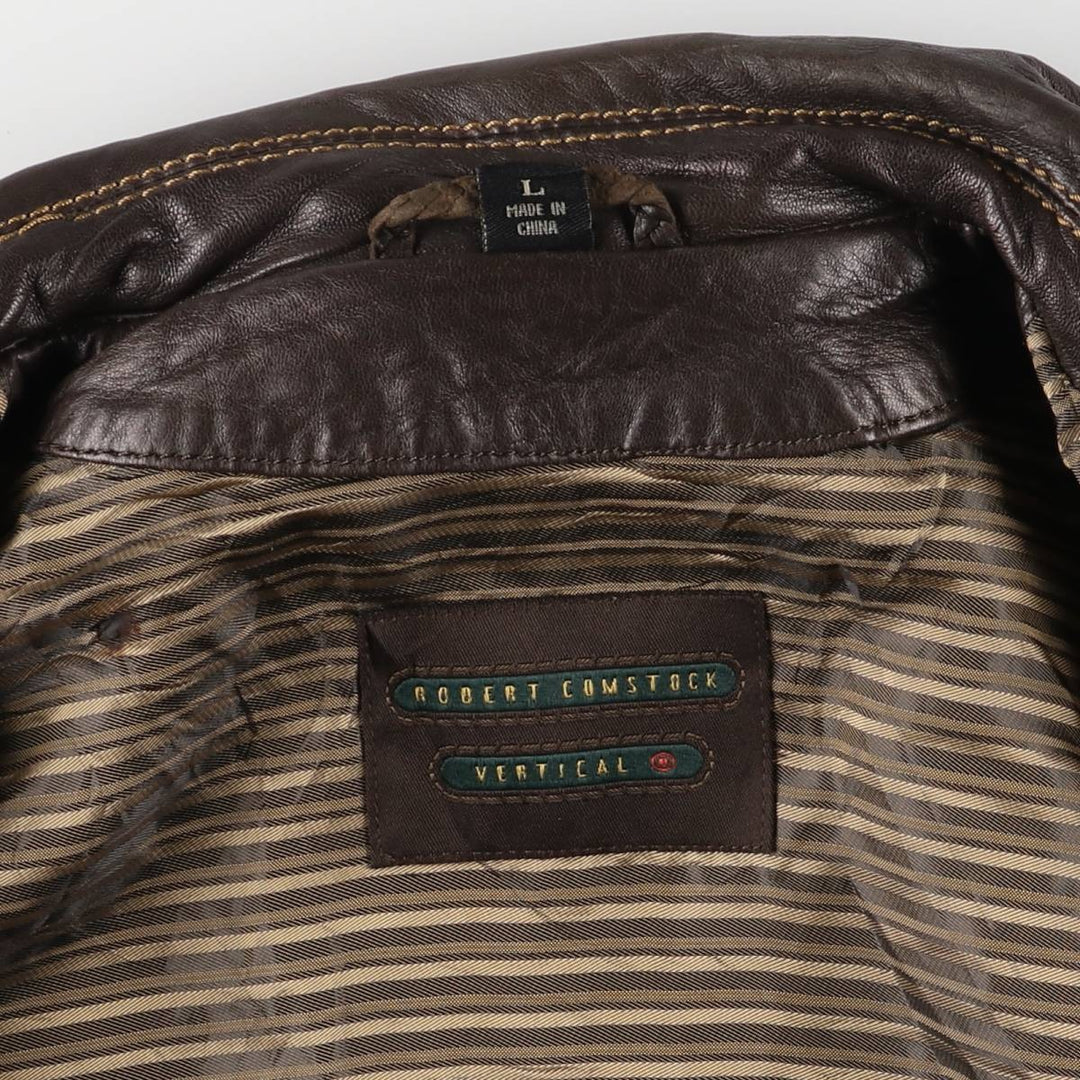 ROBERT COMSTOCK Swing Top Leather Blouson, Men's Size L genuine leather brown type Vintage Second Hand