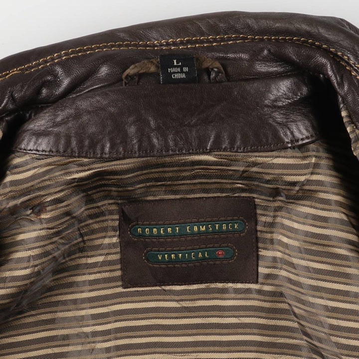 ROBERT COMSTOCK Swing Top Leather Blouson, Men's Size L genuine leather brown type Vintage Second Hand