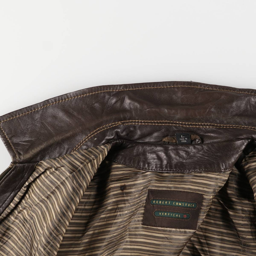 ROBERT COMSTOCK Swing Top Leather Blouson, Men's Size L genuine leather brown type Vintage Second Hand