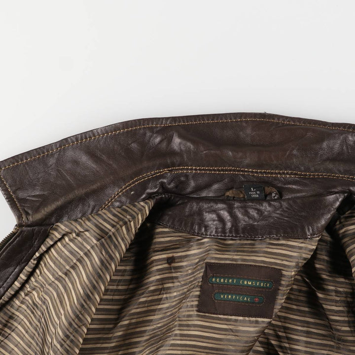 ROBERT COMSTOCK Swing Top Leather Blouson, Men's Size L genuine leather brown type Vintage Second Hand
