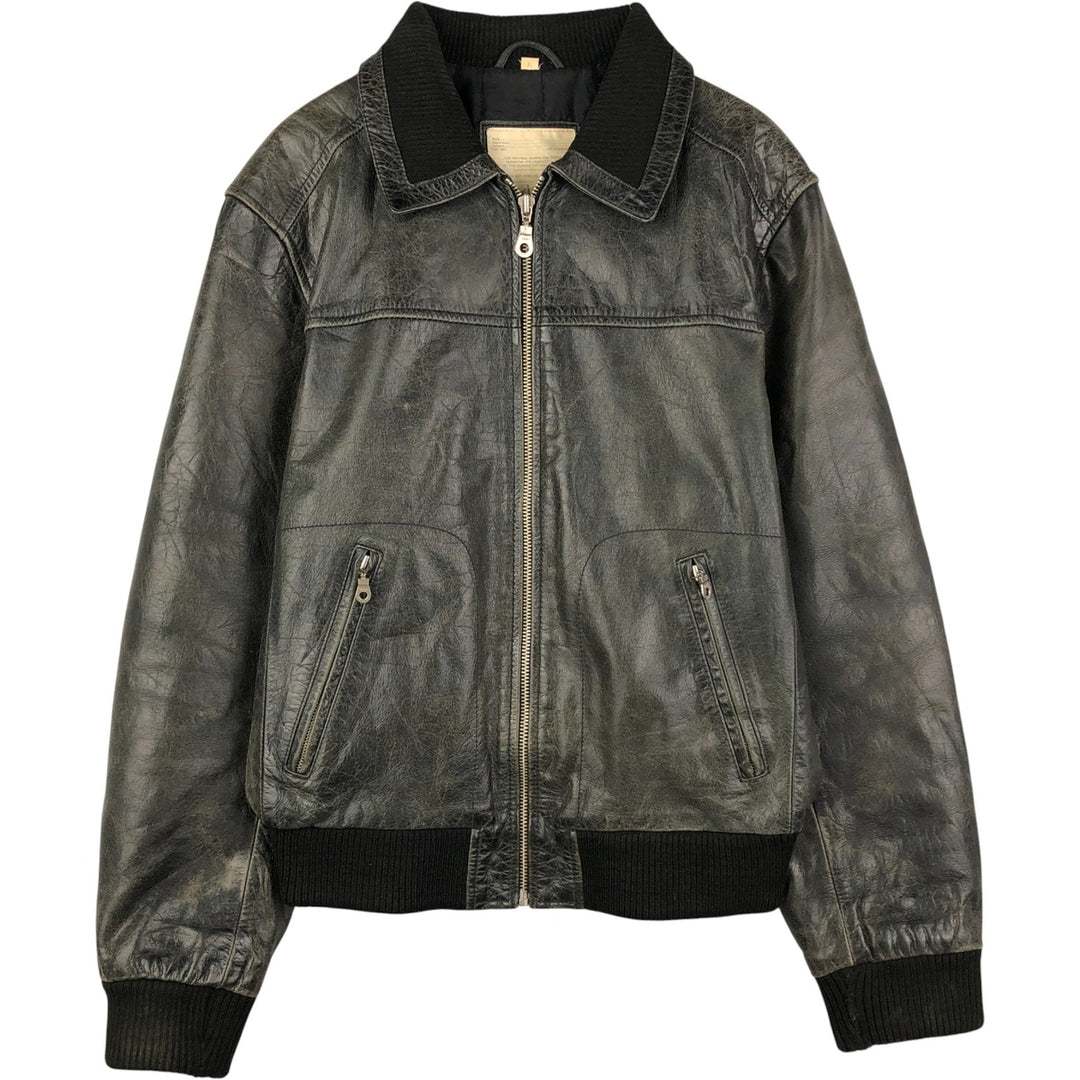 Oakwood Swing Top Padded Leather Blouson, Men's Size XL Genuine Leather Cowhide black type Vintage Second Hand