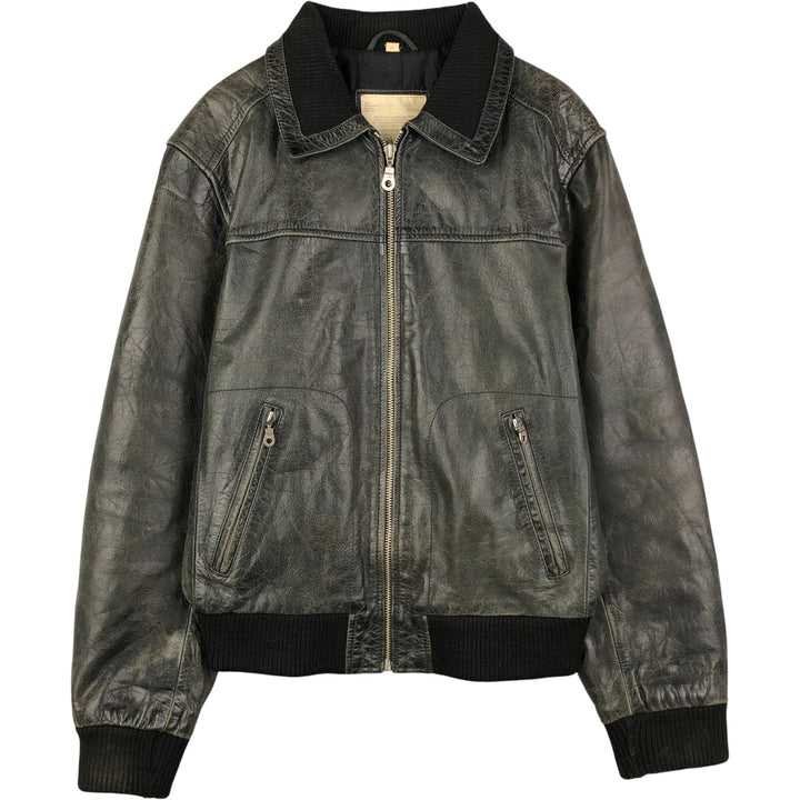 Oakwood Swing Top Padded Leather Blouson, Men's Size XL Genuine Leather Cowhide black type Vintage Second Hand