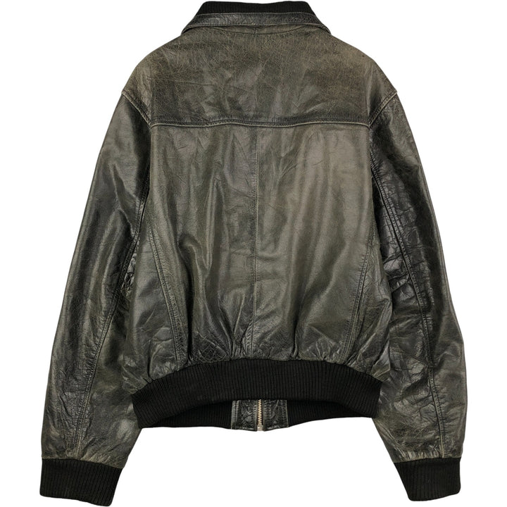 Oakwood Swing Top Padded Leather Blouson, Men's Size XL Genuine Leather Cowhide black type Vintage Second Hand