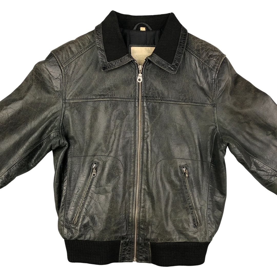 Oakwood Swing Top Padded Leather Blouson, Men's Size XL Genuine Leather Cowhide black type Vintage Second Hand