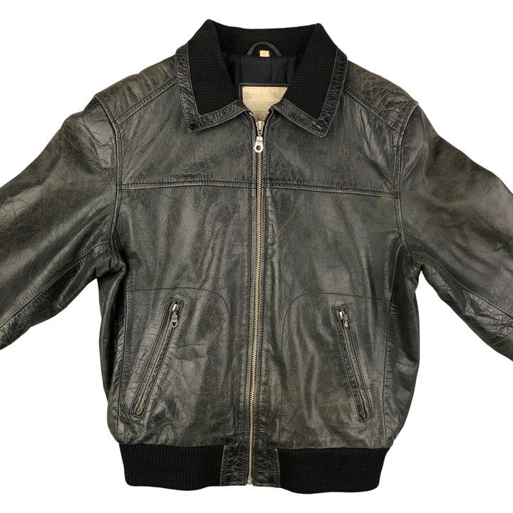 Oakwood Swing Top Padded Leather Blouson, Men's Size XL Genuine Leather Cowhide black type Vintage Second Hand