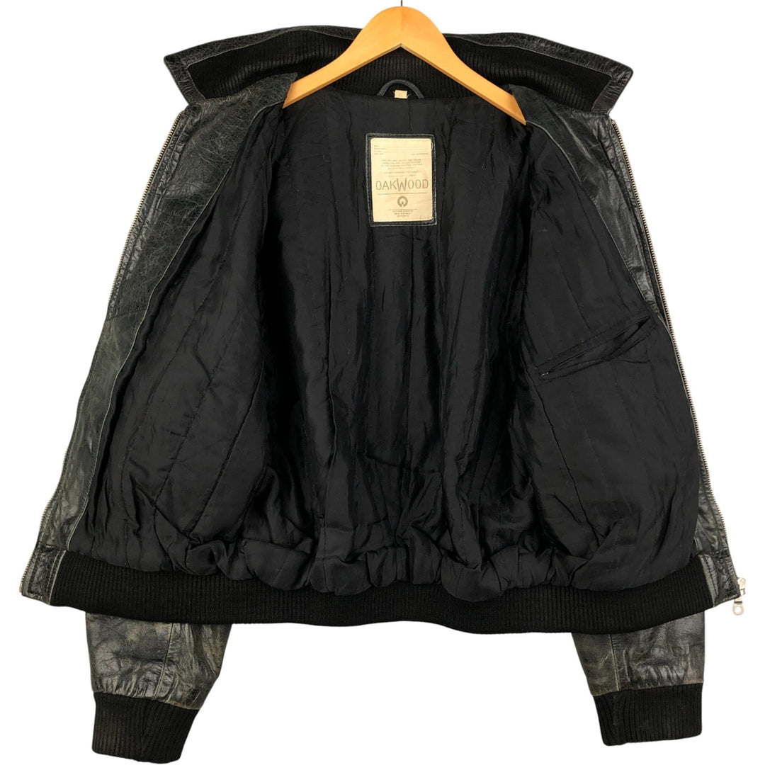 Oakwood Swing Top Padded Leather Blouson, Men's Size XL Genuine Leather Cowhide black type Vintage Second Hand