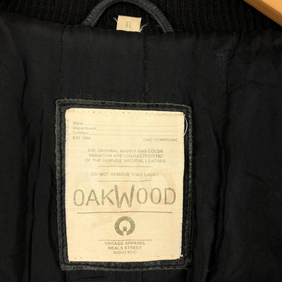 Oakwood Swing Top Padded Leather Blouson, Men's Size XL Genuine Leather Cowhide black type Vintage Second Hand