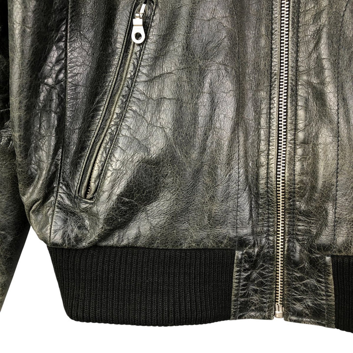 Oakwood Swing Top Padded Leather Blouson, Men's Size XL Genuine Leather Cowhide black type Vintage Second Hand