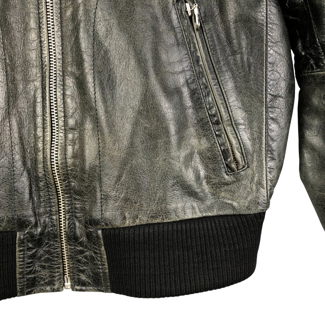 Oakwood Swing Top Padded Leather Blouson, Men's Size XL Genuine Leather Cowhide black type Vintage Second Hand