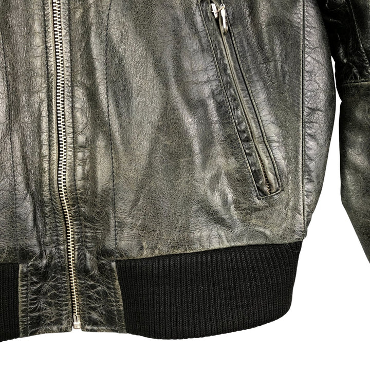 Oakwood Swing Top Padded Leather Blouson, Men's Size XL Genuine Leather Cowhide black type Vintage Second Hand