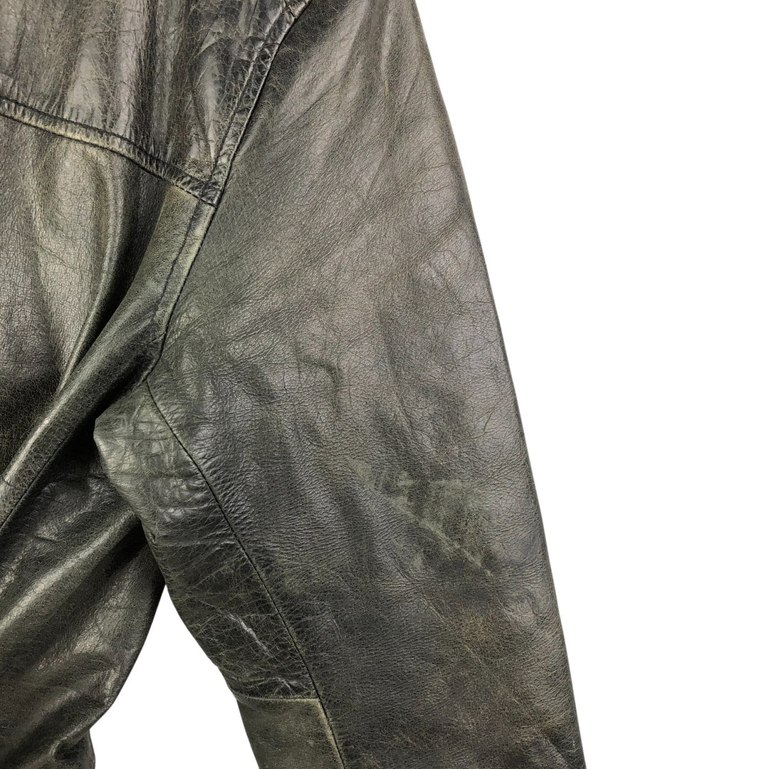 Oakwood Swing Top Padded Leather Blouson, Men's Size XL Genuine Leather Cowhide black type Vintage Second Hand