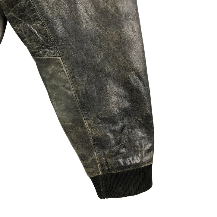 Oakwood Swing Top Padded Leather Blouson, Men's Size XL Genuine Leather Cowhide black type Vintage Second Hand