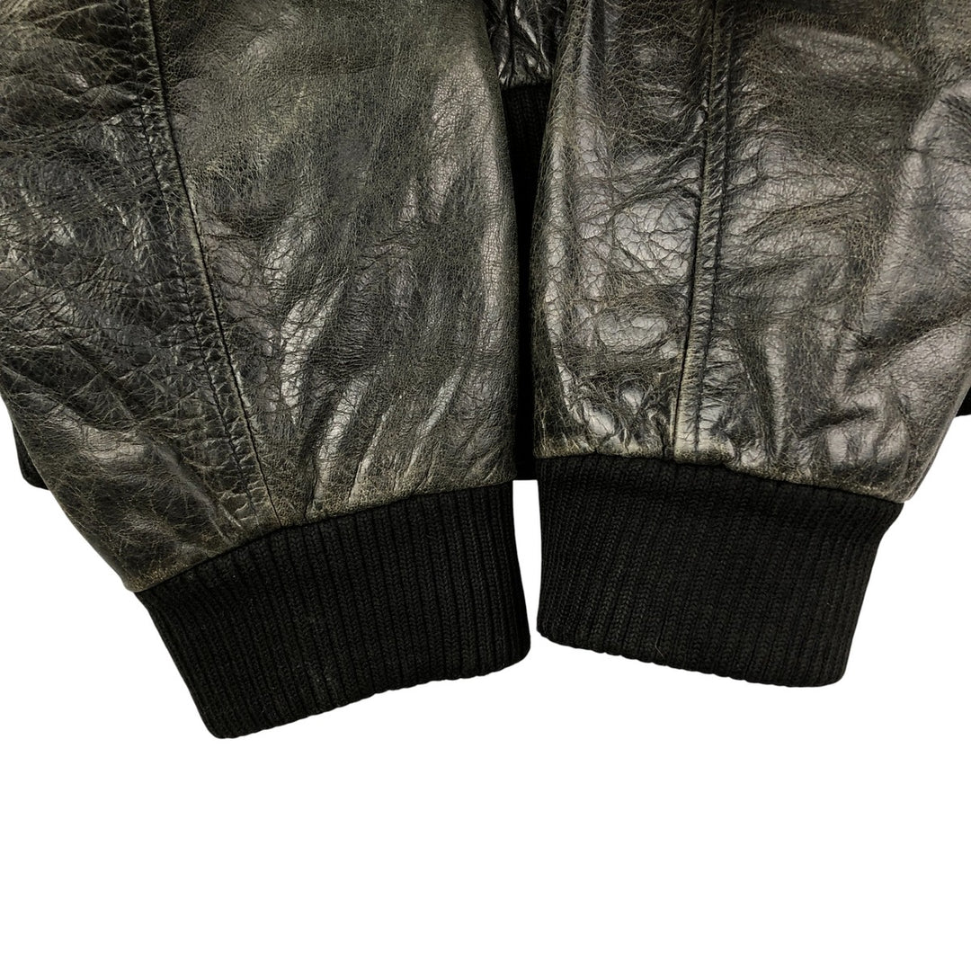 Oakwood Swing Top Padded Leather Blouson, Men's Size XL Genuine Leather Cowhide black type Vintage Second Hand