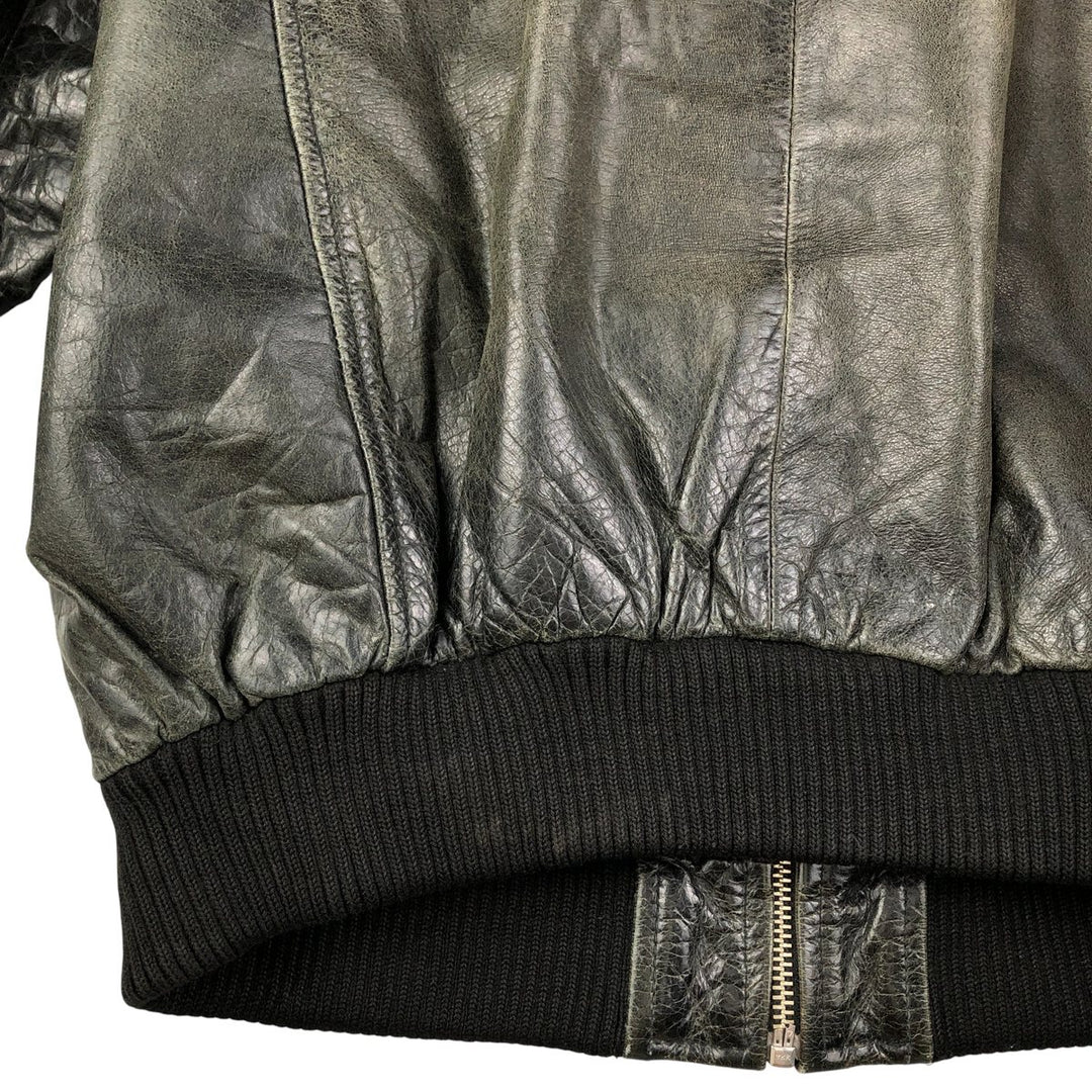 Oakwood Swing Top Padded Leather Blouson, Men's Size XL Genuine Leather Cowhide black type Vintage Second Hand