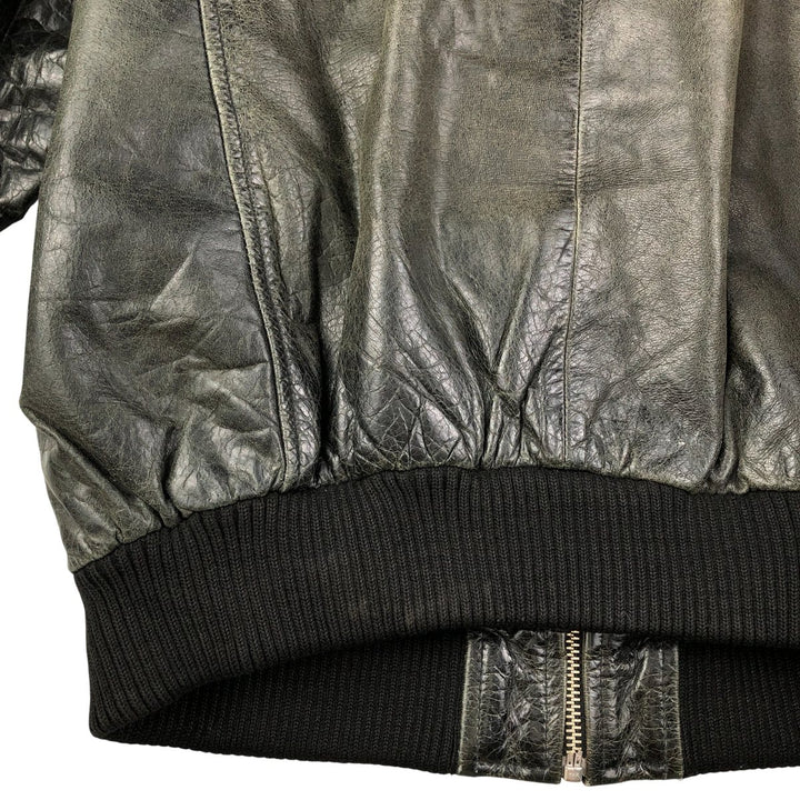 Oakwood Swing Top Padded Leather Blouson, Men's Size XL Genuine Leather Cowhide black type Vintage Second Hand