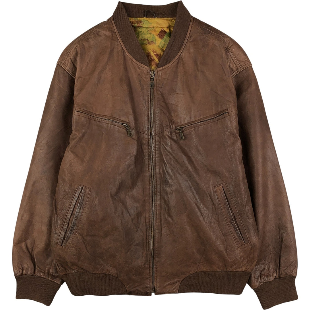 Vintage leather jacket, men's size XL genuine leather brown type Vintage Second Hand