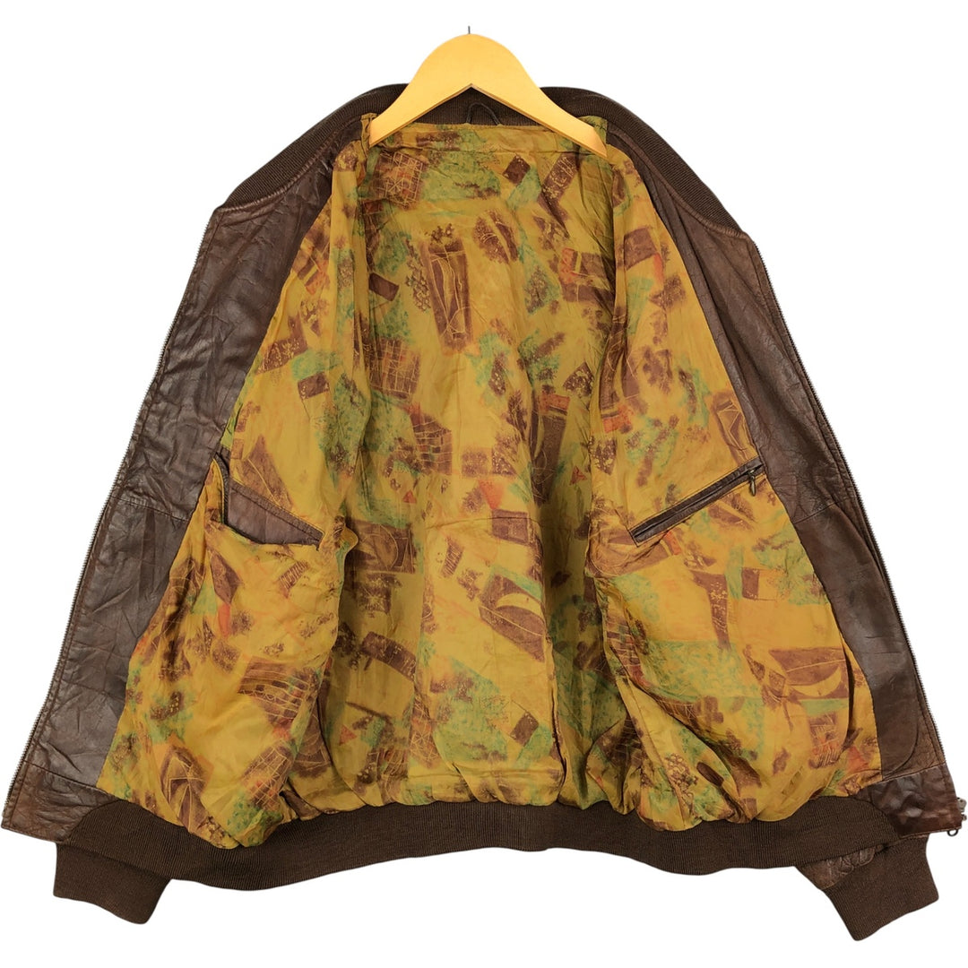 Vintage leather jacket, men's size XL genuine leather brown type Vintage Second Hand