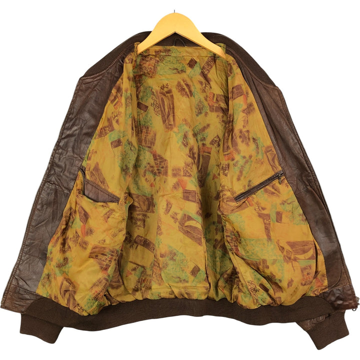 Vintage leather jacket, men's size XL genuine leather brown type Vintage Second Hand