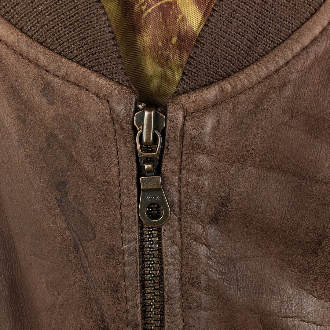 Vintage leather jacket, men's size XL genuine leather brown type Vintage Second Hand