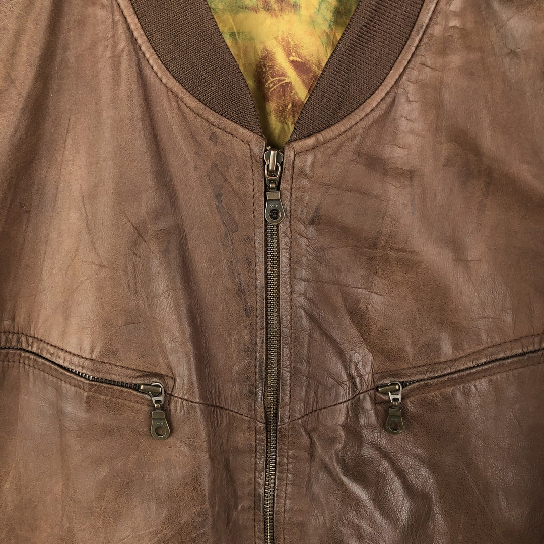 Vintage leather jacket, men's size XL genuine leather brown type Vintage Second Hand