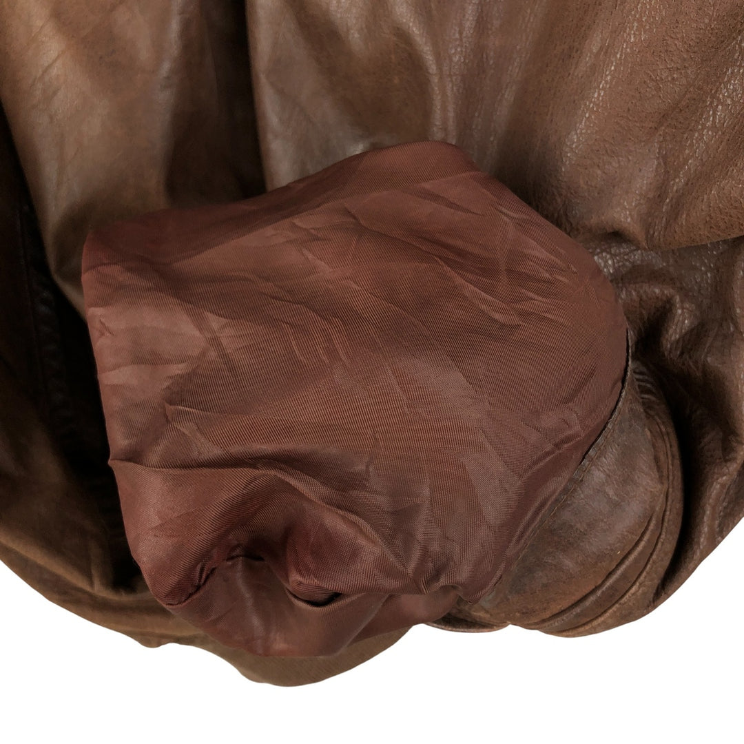 Vintage leather jacket, men's size XL genuine leather brown type Vintage Second Hand