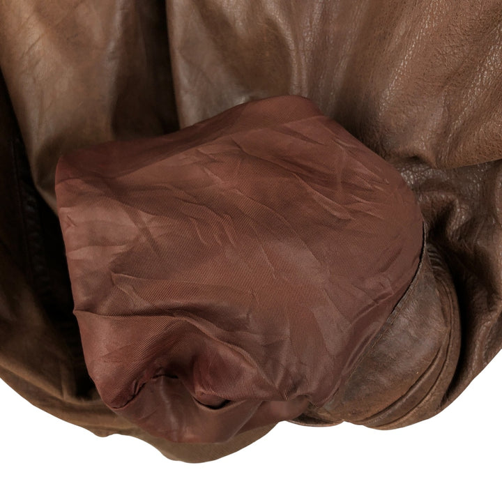 Vintage leather jacket, men's size XL genuine leather brown type Vintage Second Hand